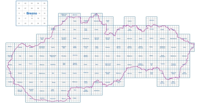Brezno 14 Ukážka pomenovania mapových listov 1:10 000