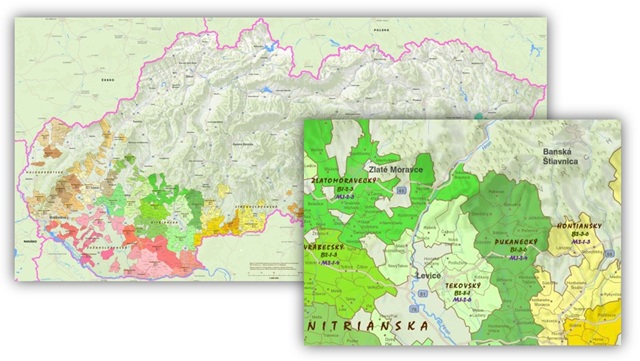 Ukážka mapy vinohradníckych oblastí
