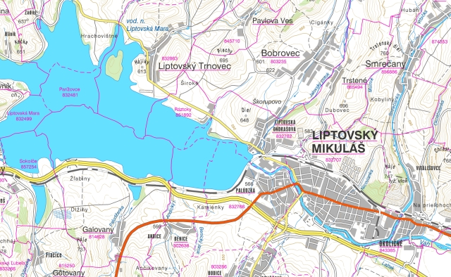 Ukážka Základnej mapy SR 1 : 50 000, prepracované vydanie po roku 2007 Ukážka Základnej mapy SR 1 : 50 000